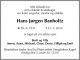 Banholtz, Hans Jørgen - dødsannonce